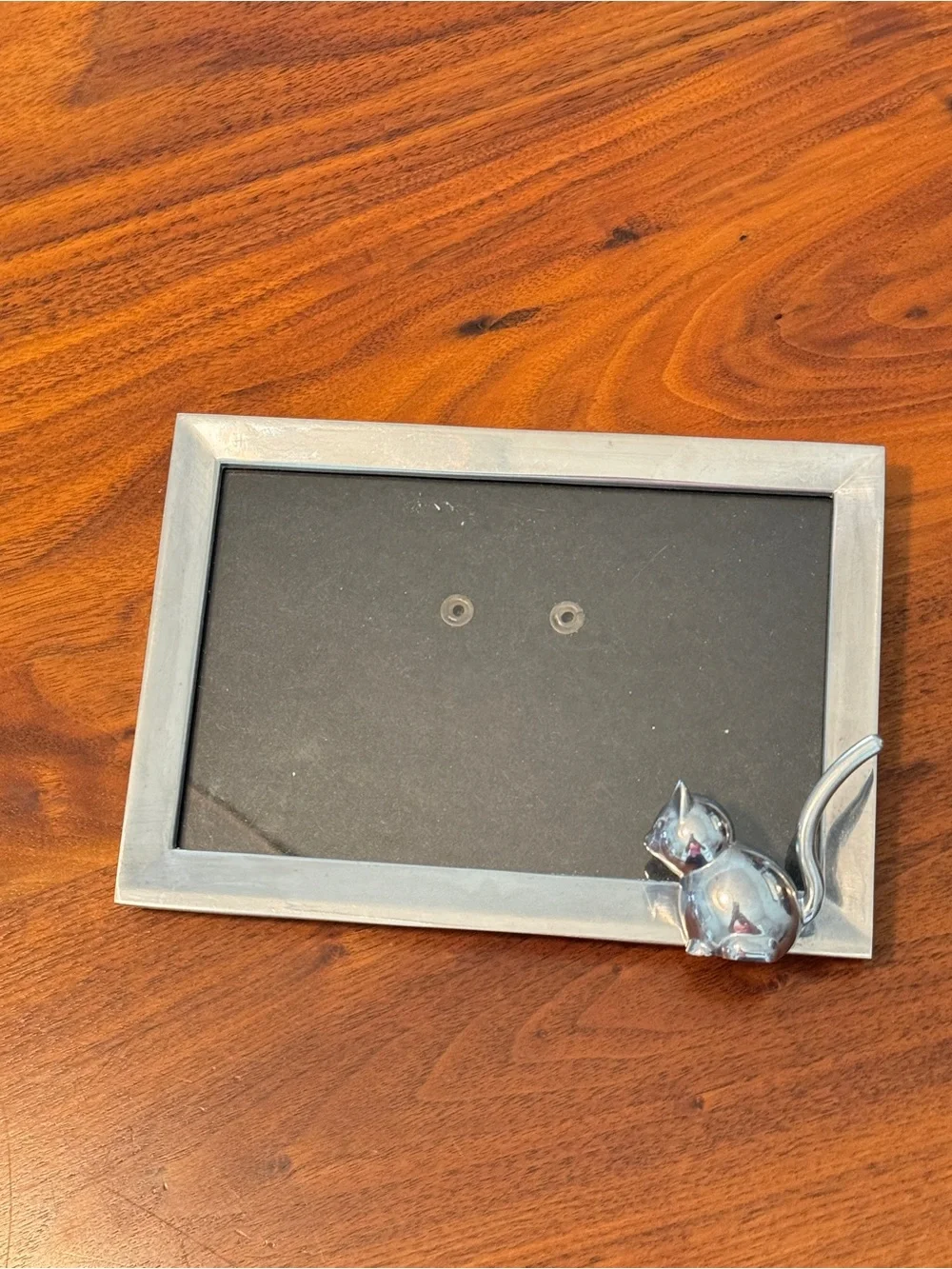MCM Chrome Silver Cat Accent Picture Frame Holds 4 × 6 inch photo
